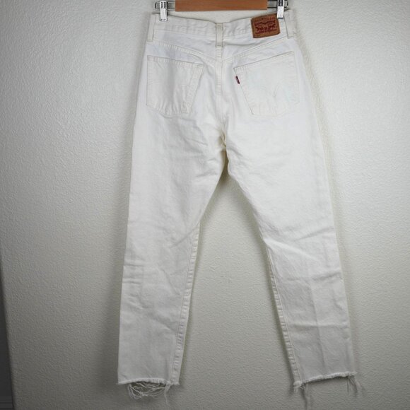 Levis 501 Distressed White High-Rise Jeans Size‎ W28 L30 Vintage Inspired - Picture 6 of 11